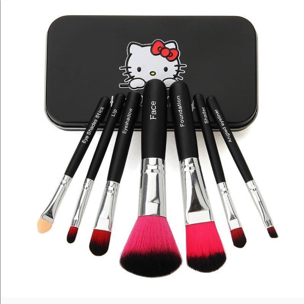 💕Hello Kitty Makeup Brush set 7 pcs Black